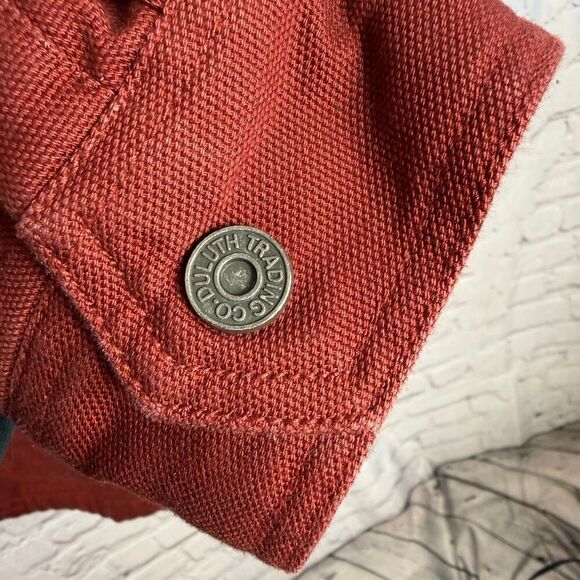 Duluth Trading Co. Men's Fleece Lined Red Clay Canvas Chore Barn Jacket Snap L - Picture 6 of 8